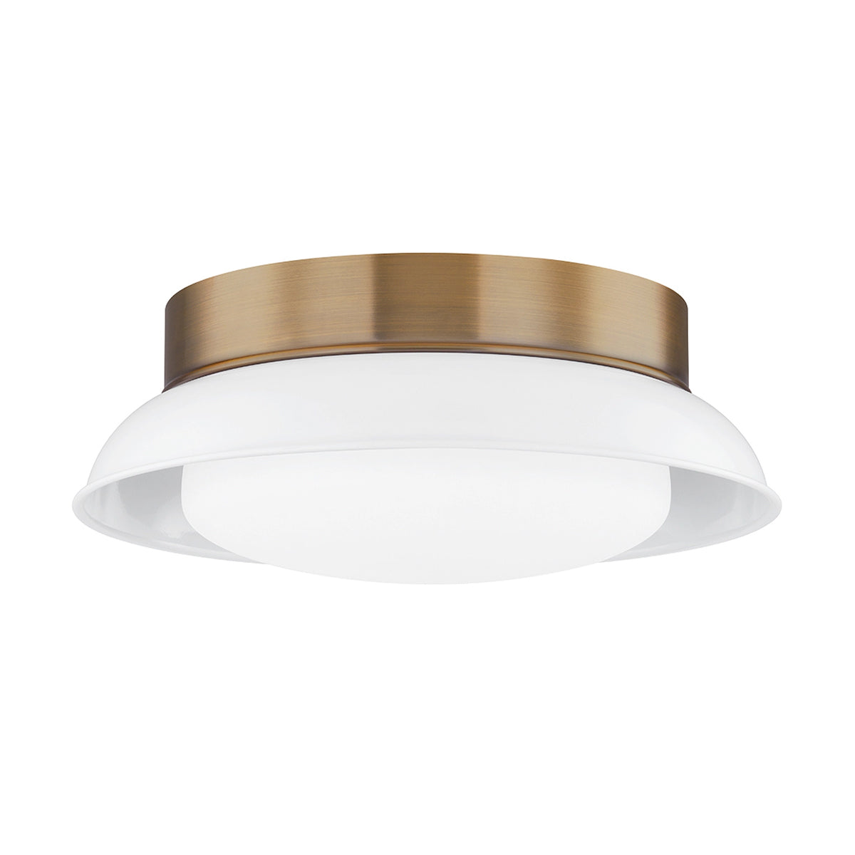 Two-Light Glossy Shade and Brass Flush Mount Ceiling Light - view 4