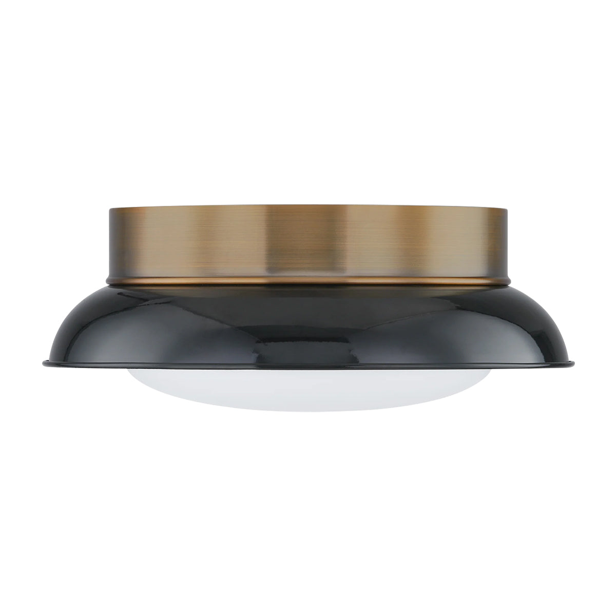 Two-Light Glossy Shade and Brass Flush Mount Ceiling Light - view 5