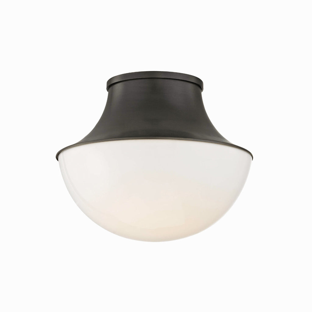 Demi-Globe Opal Glass and Spun Metal Flush Mount Ceiling Light - view 1