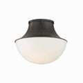 Demi-Globe Opal Glass and Spun Metal Flush Mount Ceiling Light - view 1