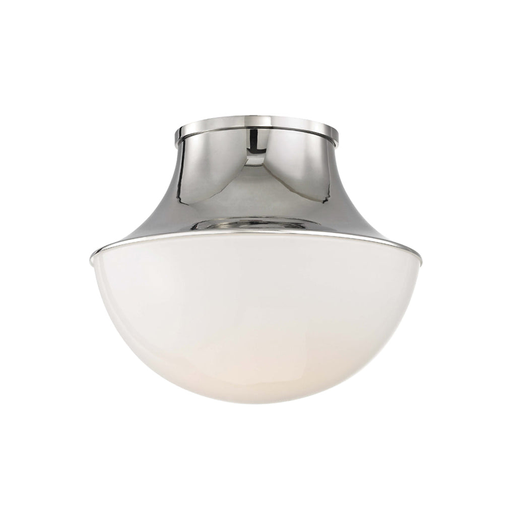 Demi-Globe Opal Glass and Spun Metal Flush Mount Ceiling Light - view 10