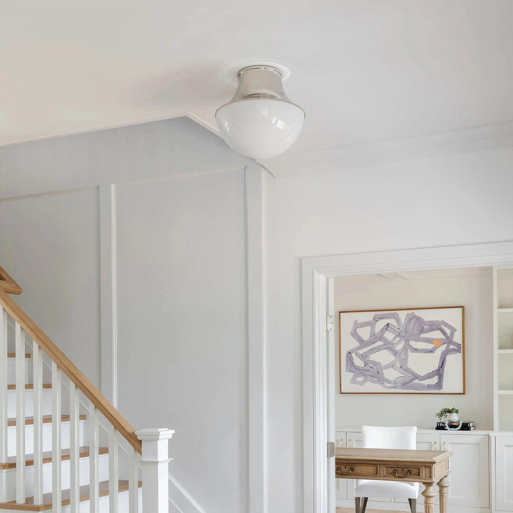 Demi-Globe Opal Glass and Spun Metal Flush Mount Ceiling Light - view 4