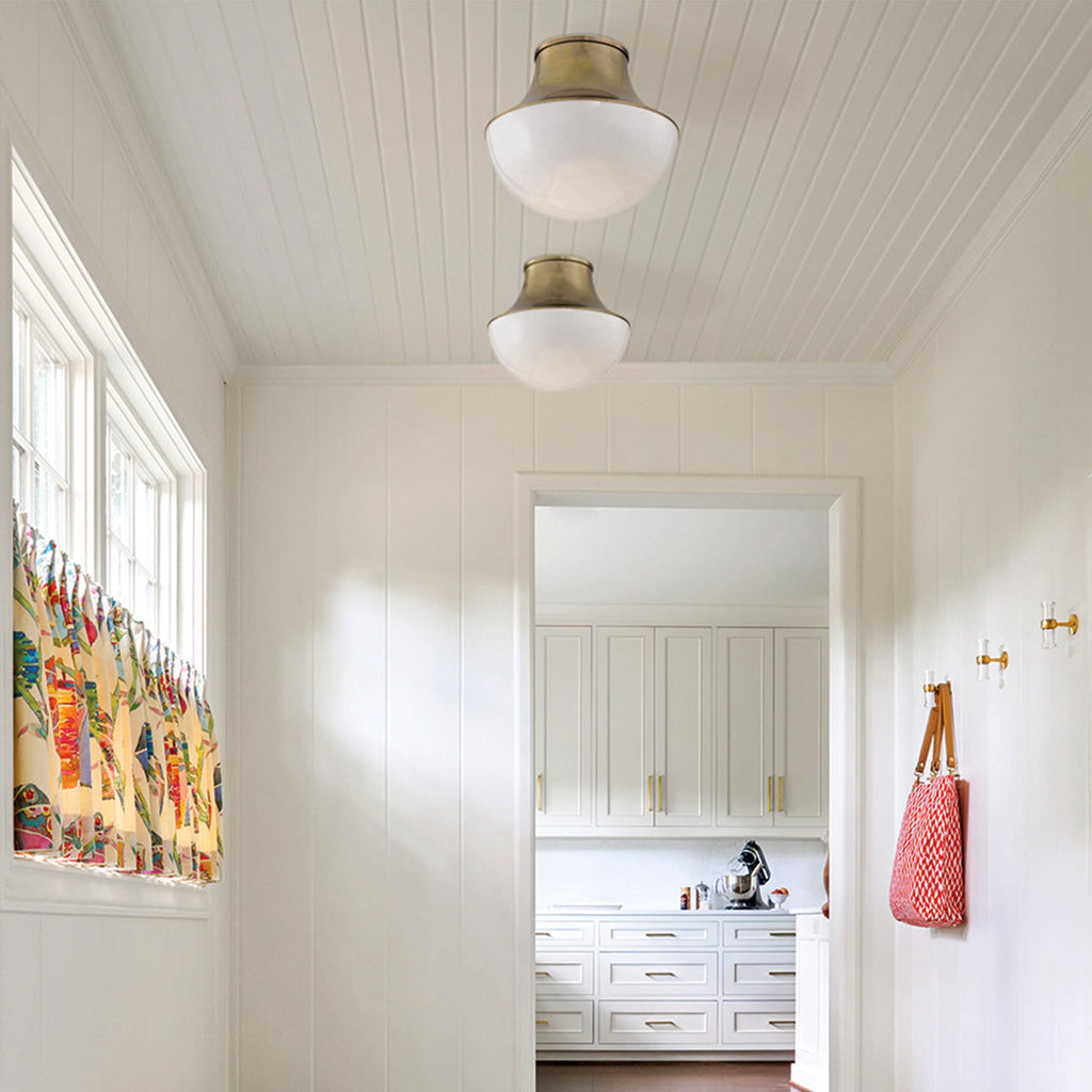 Demi-Globe Opal Glass and Spun Metal Flush Mount Ceiling Light - view 5