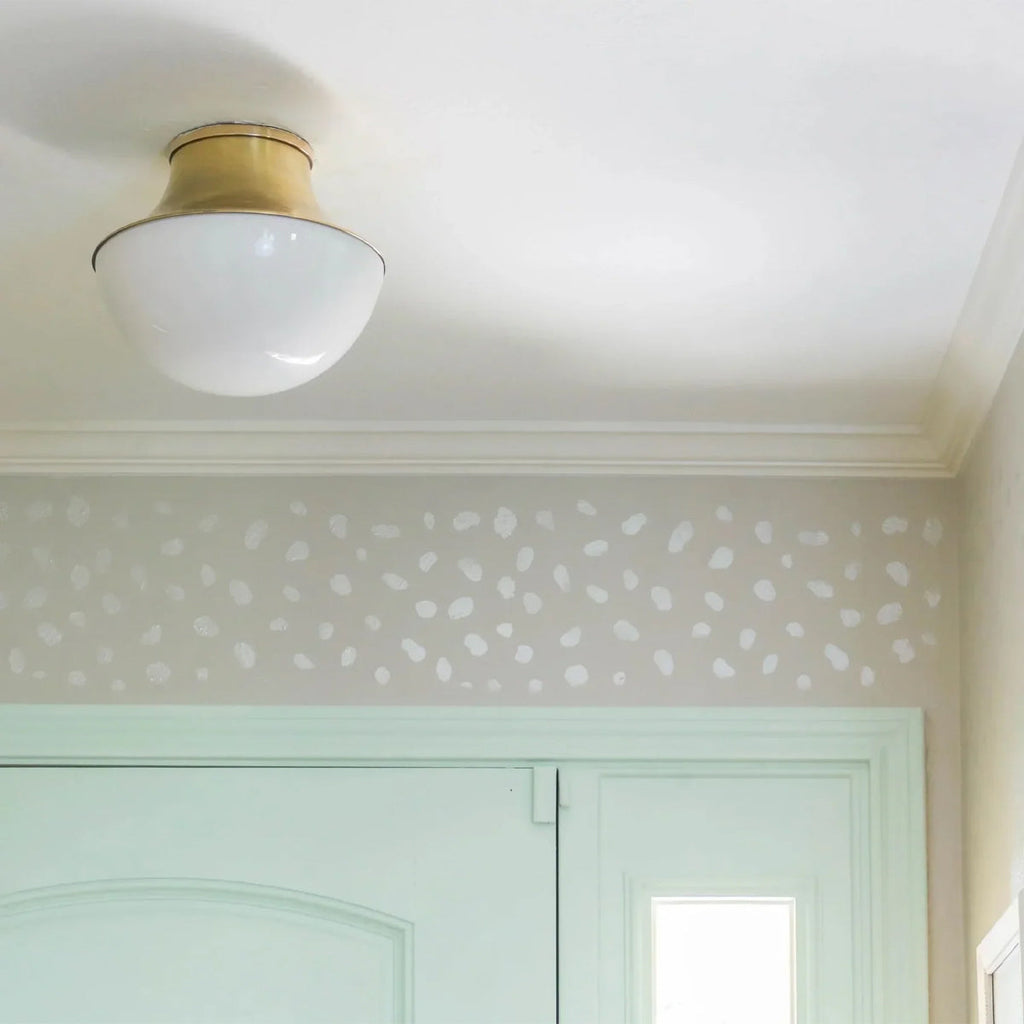 Demi-Globe Opal Glass and Spun Metal Flush Mount Ceiling Light - view 6