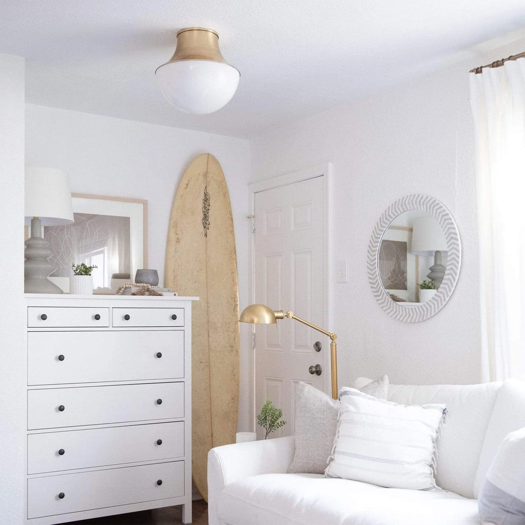 Demi-Globe Opal Glass and Spun Metal Flush Mount Ceiling Light - view 8