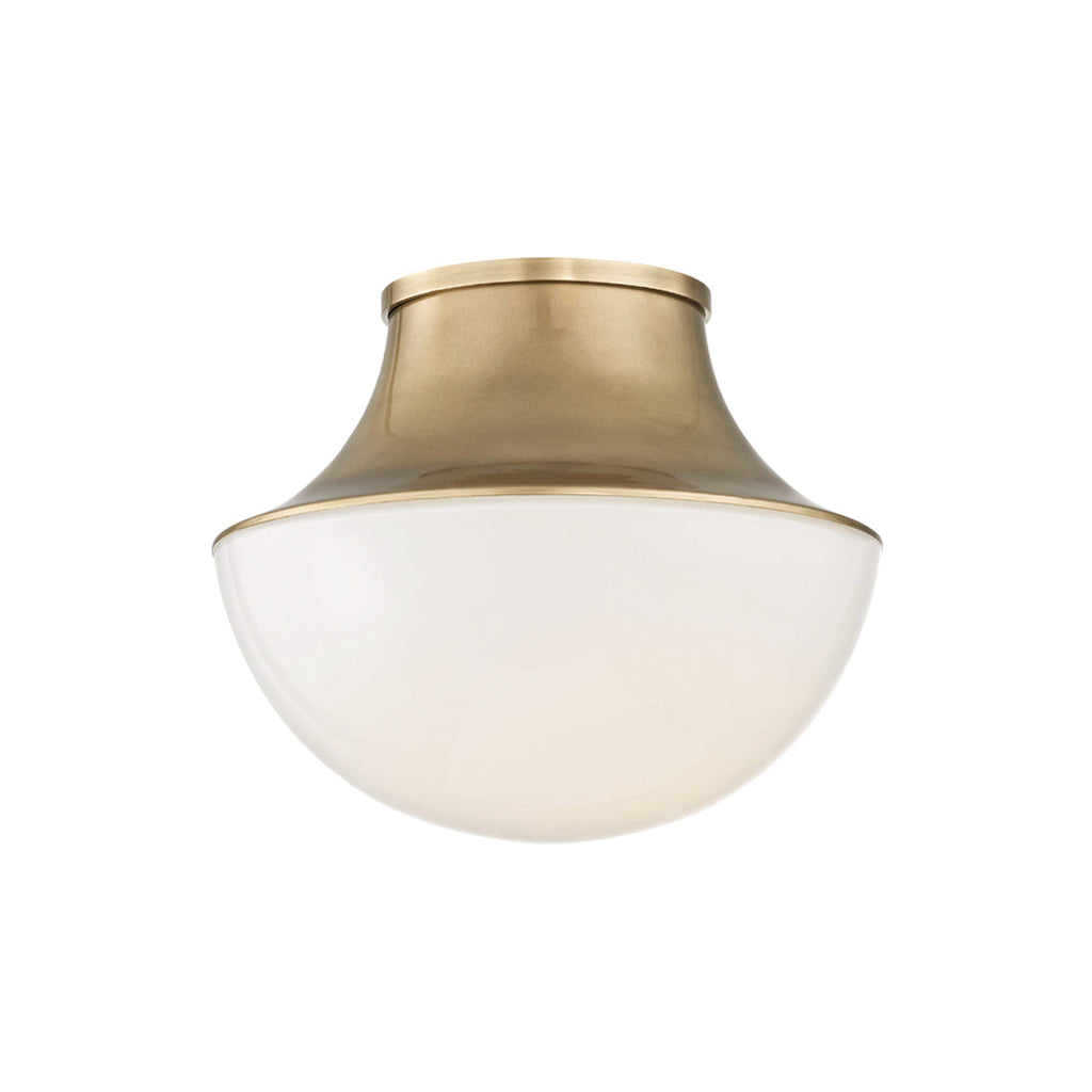 Demi-Globe Opal Glass and Spun Metal Flush Mount Ceiling Light - view 9
