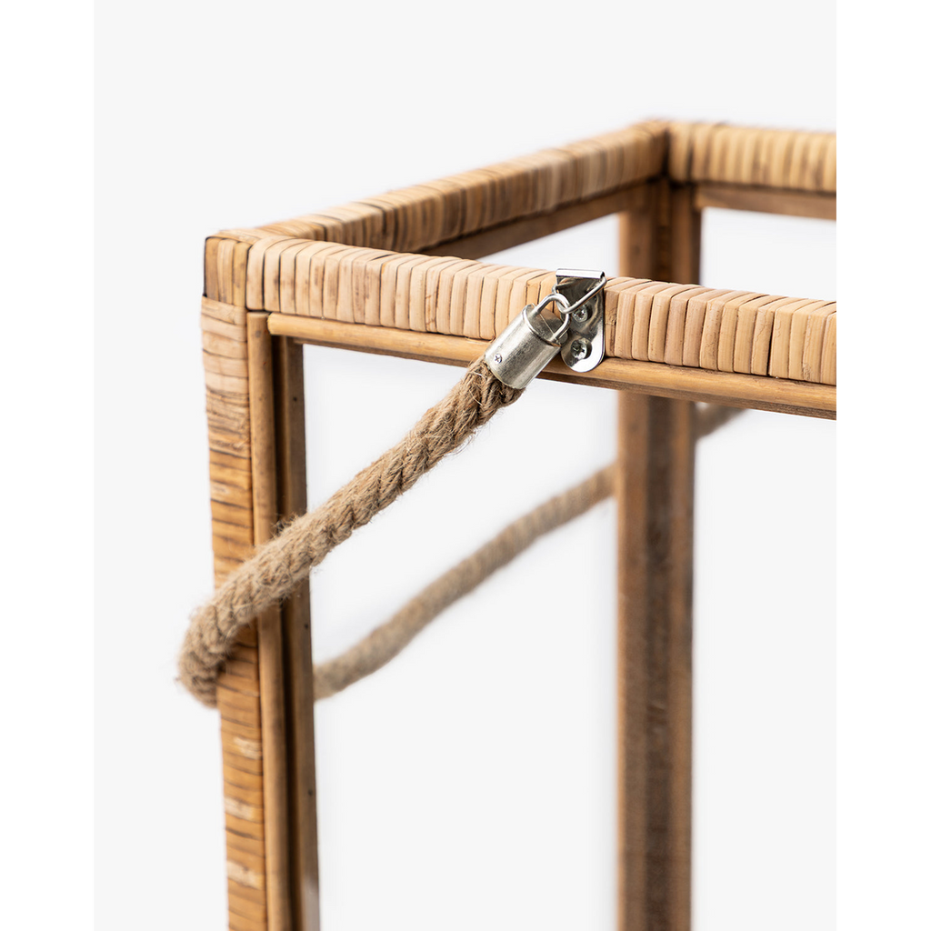 Rattan and Glass Lantern — Natural Rattan Lantern with Warm Even Glow - view 2