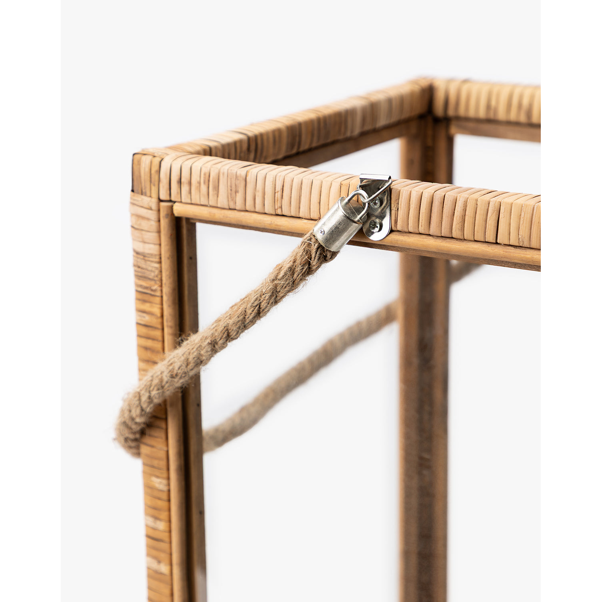 Rattan and Glass Lantern — Natural Rattan Lantern with Warm Even Glow - view 2