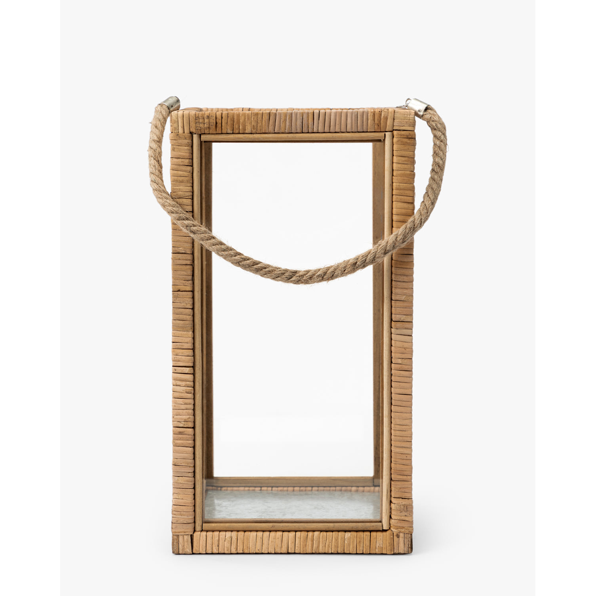 Rattan and Glass Lantern — Natural Rattan Lantern with Warm Even Glow - view 4