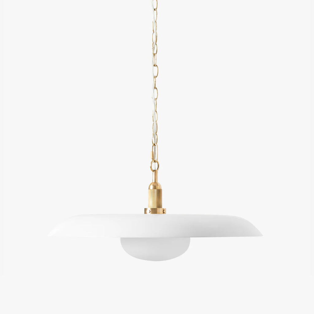 Letterly Pendant — Wide Saucer Shade with Opal Glass Diffuser - view 1