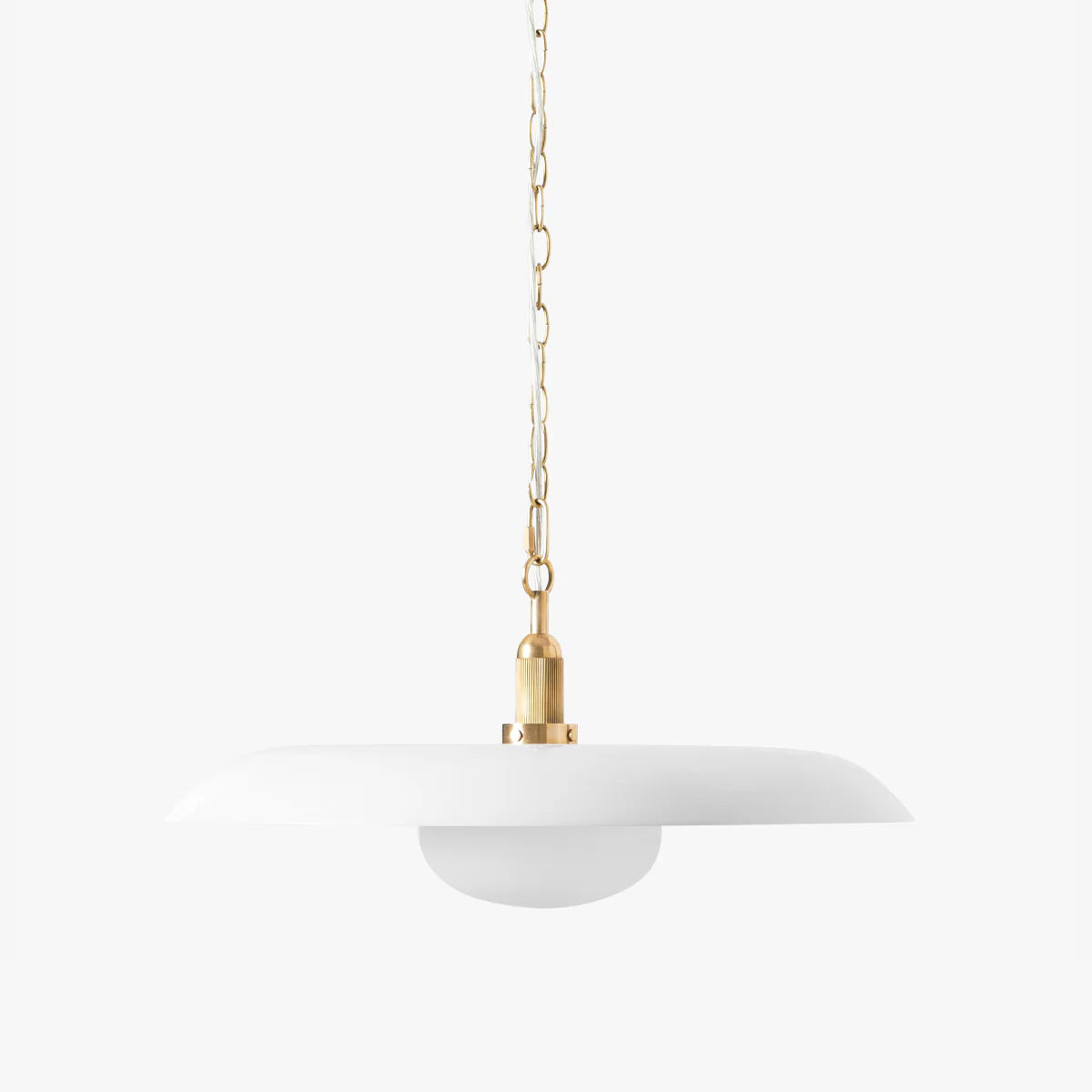 Letterly Pendant — Wide Saucer Shade with Opal Glass Diffuser - view 1