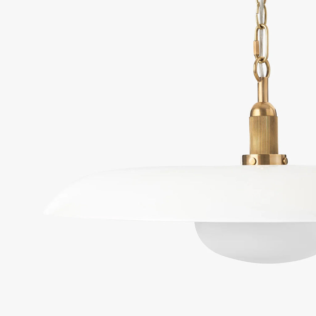 Letterly Pendant — Wide Saucer Shade with Opal Glass Diffuser - view 6