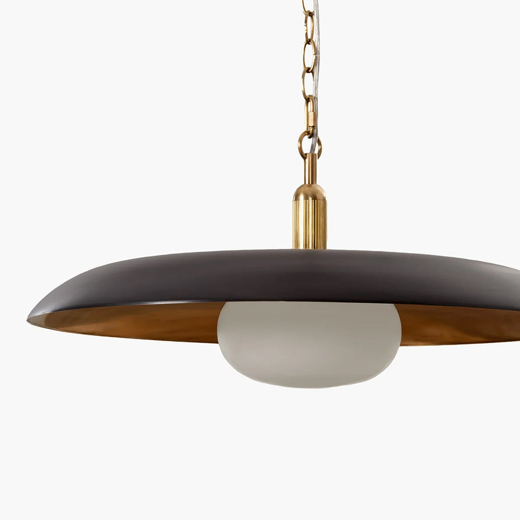 Letterly Pendant — Wide Saucer Shade with Opal Glass Diffuser - view 7