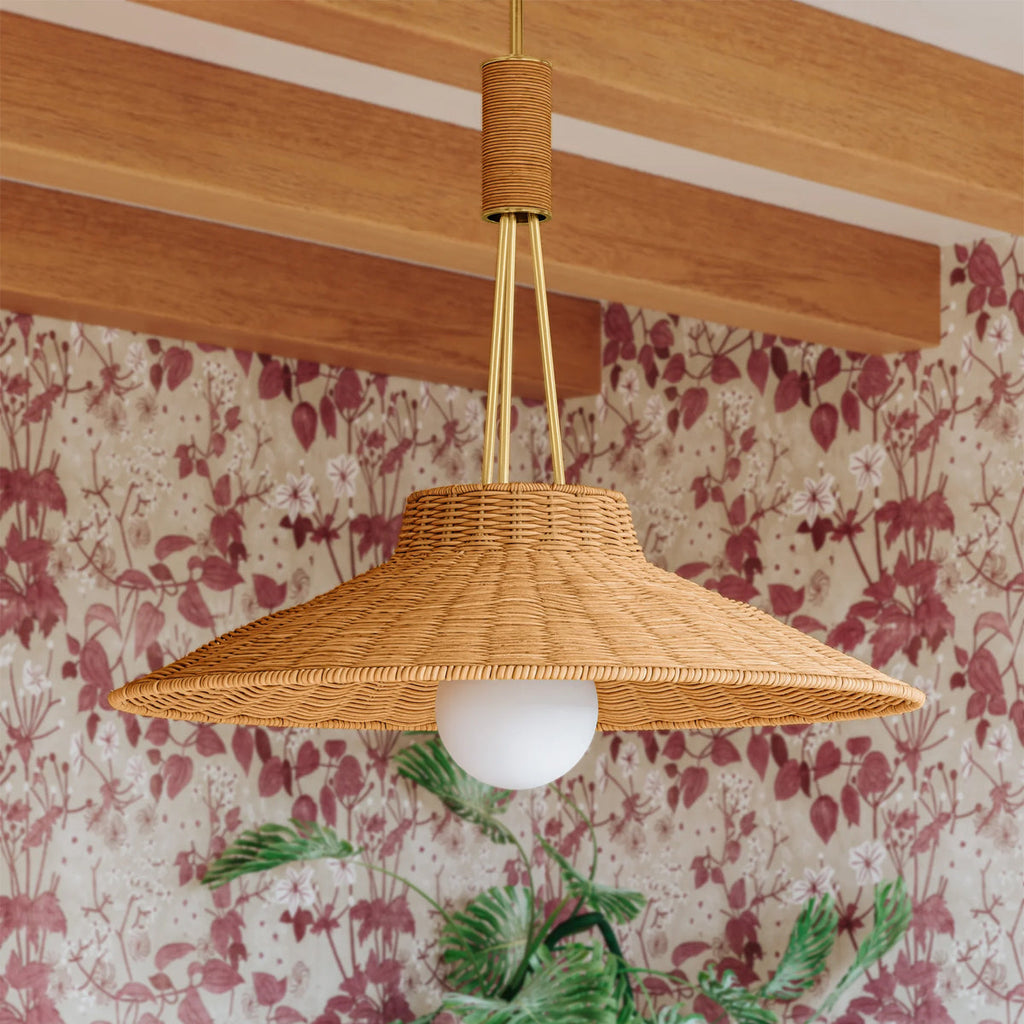 Laudine Wicker Pendant — Woven Hanging Light with Warm Dappled Glow - view 2