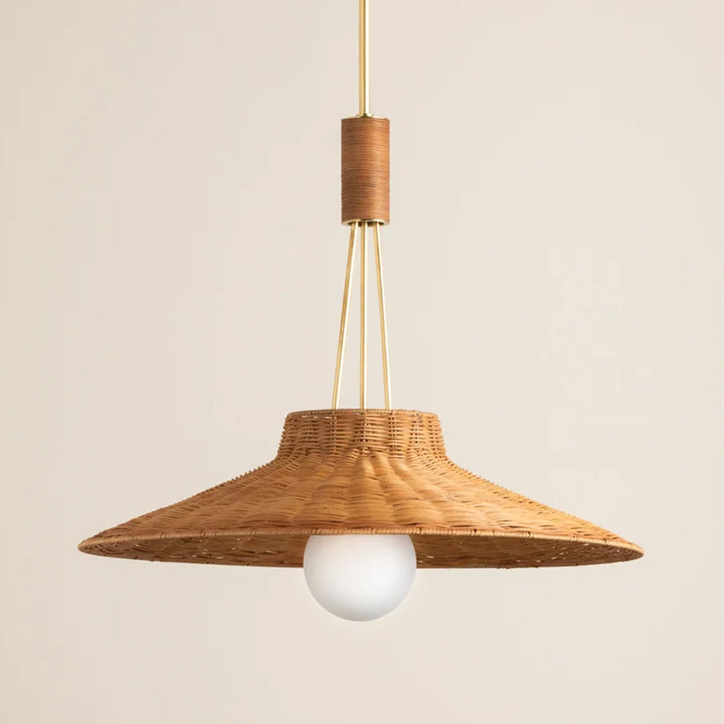 Laudine Wicker Pendant — Woven Hanging Light with Warm Dappled Glow - view 5