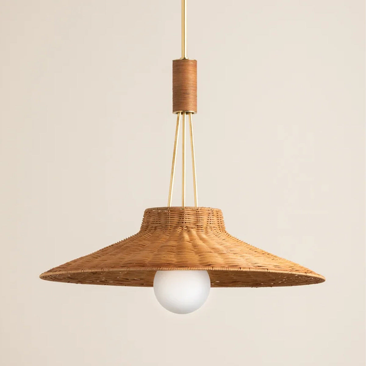 Laudine Wicker Pendant — Woven Hanging Light with Warm Dappled Glow - view 5