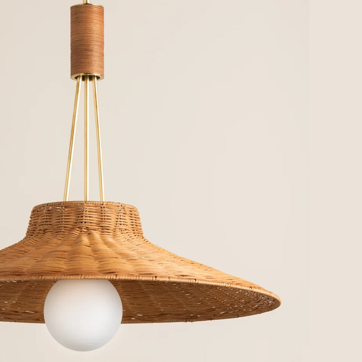 Laudine Wicker Pendant — Woven Hanging Light with Warm Dappled Glow - view 6
