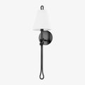 Alburgh Sconce - Knotted Iron Torch Wall Sconce with White Bell Shade - view 1
