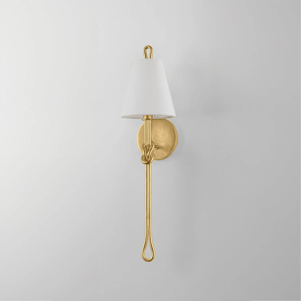 Alburgh Sconce - Knotted Iron Torch Wall Sconce with White Bell Shade - view 5