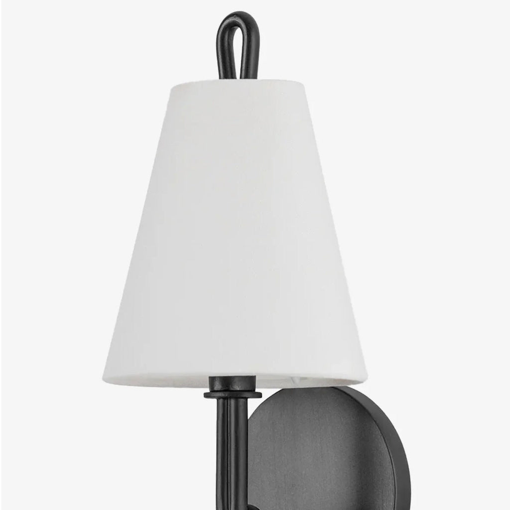 Alburgh Sconce - Knotted Iron Torch Wall Sconce with White Bell Shade - view 6