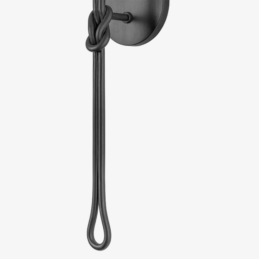 Alburgh Sconce - Knotted Iron Torch Wall Sconce with White Bell Shade - view 7