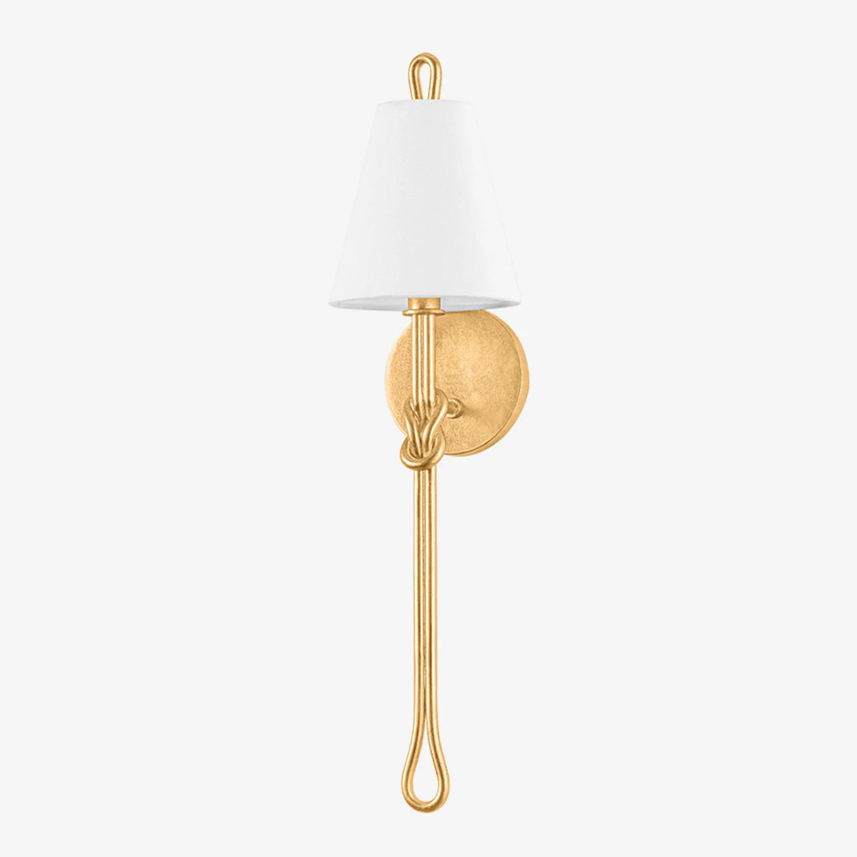 Alburgh Sconce - Knotted Iron Torch Wall Sconce with White Bell Shade - view 8