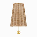 Naida Hand-Woven Rattan Wall Sconce with Aged Brass Pull - view 1