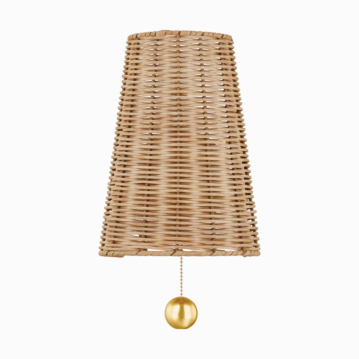 Naida Hand-Woven Rattan Wall Sconce with Aged Brass Pull - view 1