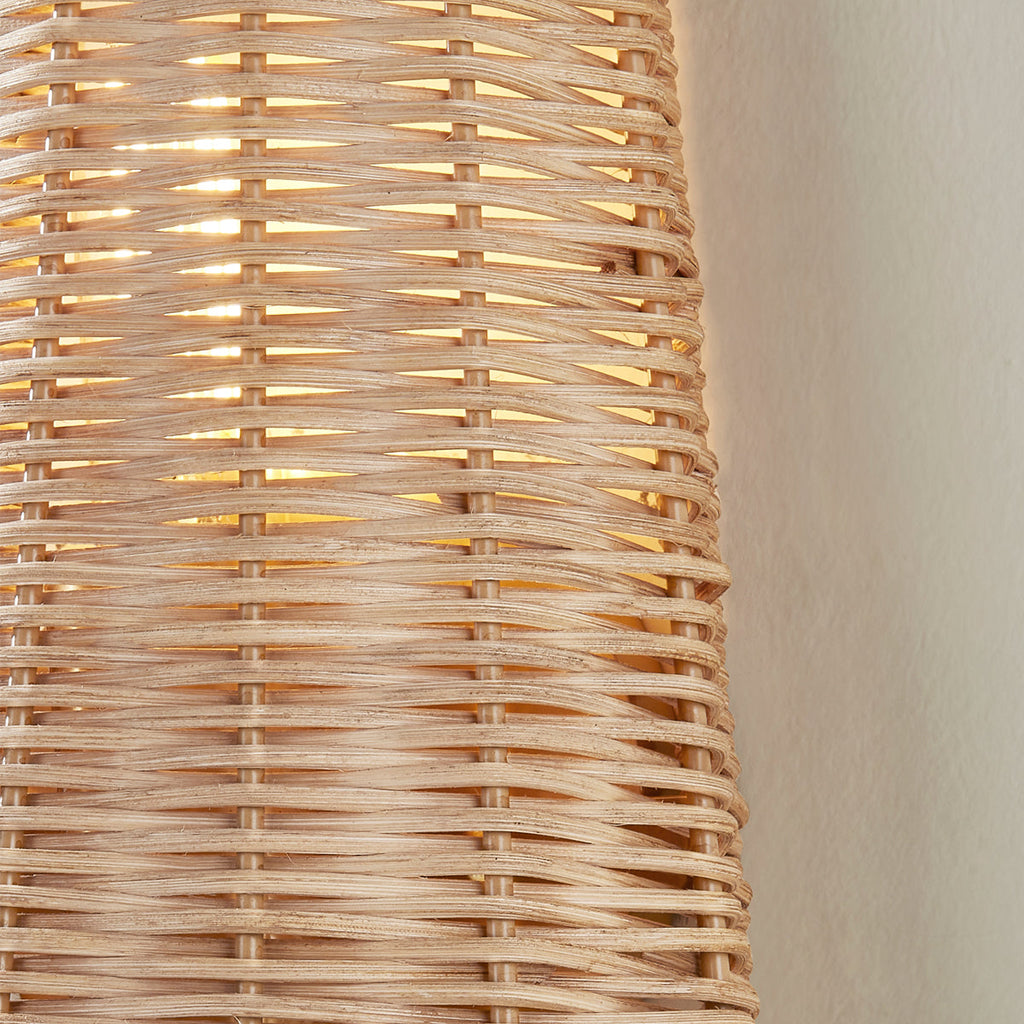 Naida Hand-Woven Rattan Wall Sconce with Aged Brass Pull - view 5