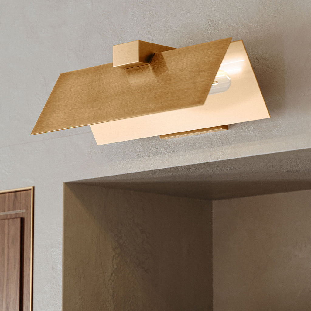 Lander Wall Sconce - Architectural Folded Brass Geometric Wall Light - view 2