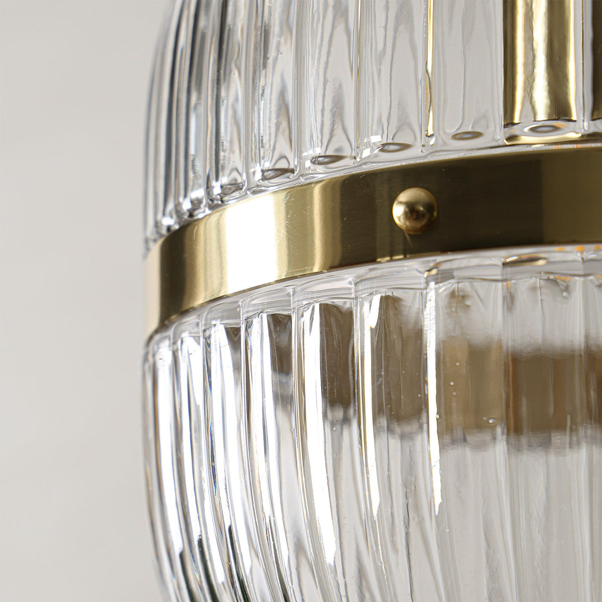 Hastings Hand-Blown Ribbed Glass Antique Brass Semi-Flush Mount - view 5