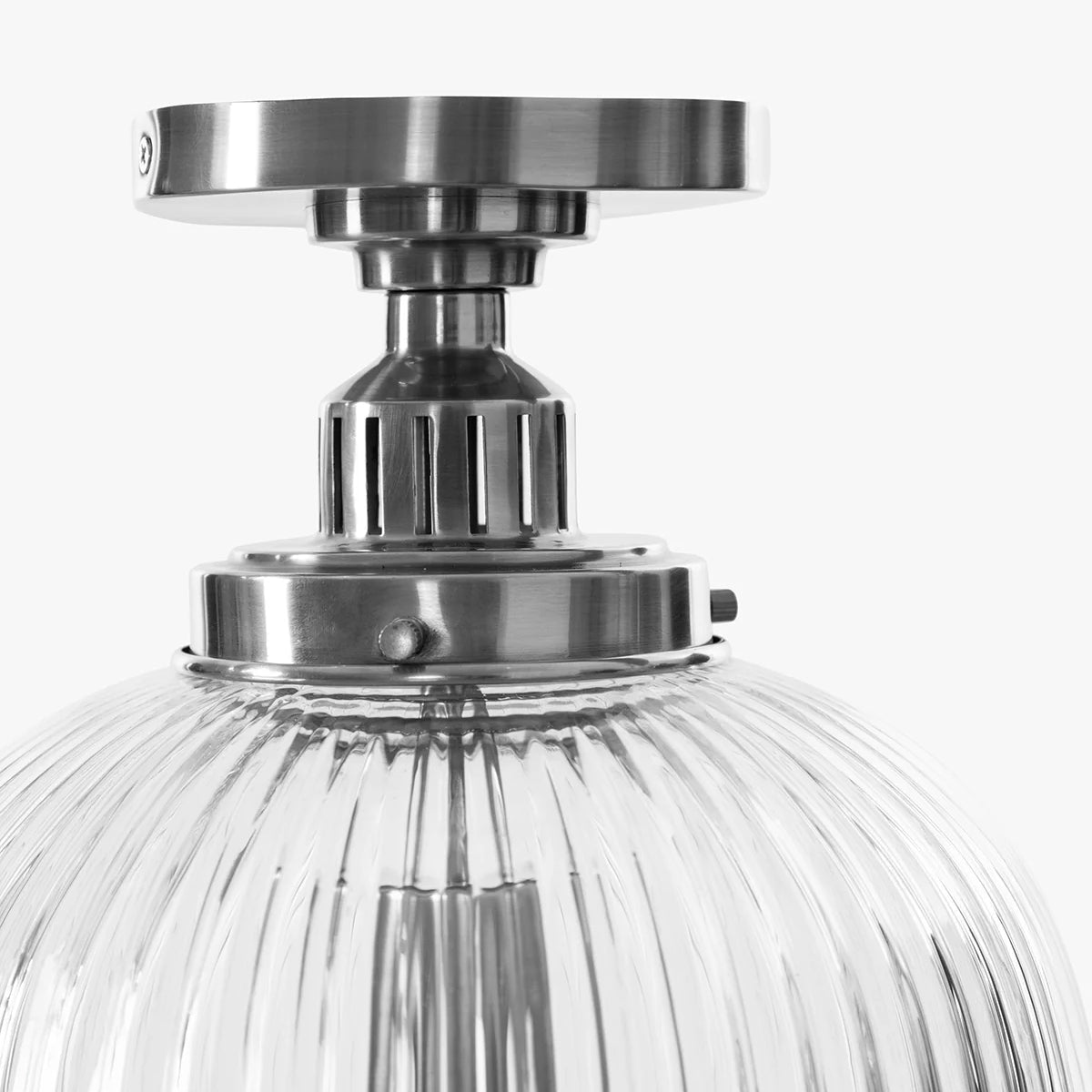Hastings Hand-Blown Ribbed Glass Antique Brass Semi-Flush Mount - view 7
