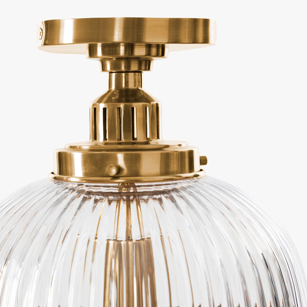 Hastings Hand-Blown Ribbed Glass Antique Brass Semi-Flush Mount - view 8