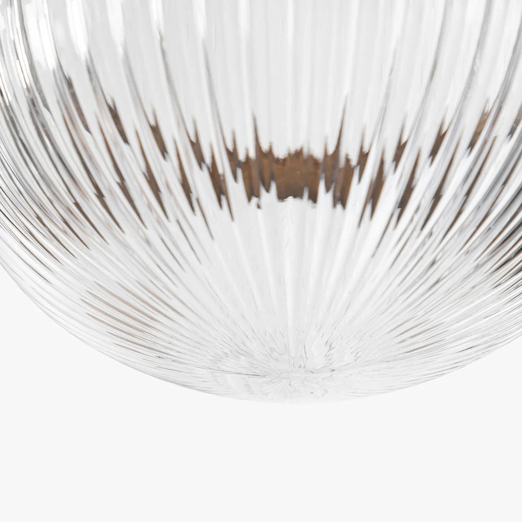 Hastings Hand-Blown Ribbed Glass Antique Brass Semi-Flush Mount - view 9