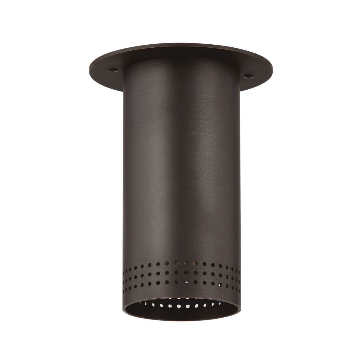 One-Light Perforated Steel Flush Mount Downlight in Brass or Bronze - view 1