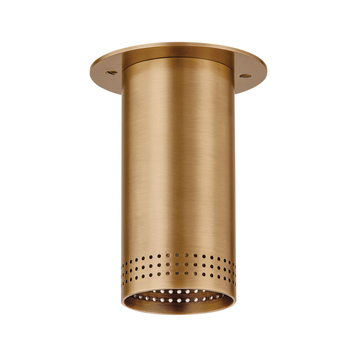 One-Light Perforated Steel Flush Mount Downlight in Brass or Bronze - view 10