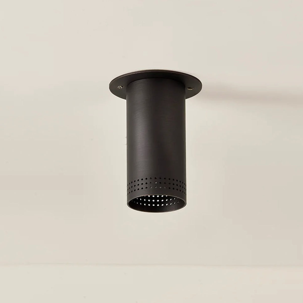 One-Light Perforated Steel Flush Mount Downlight in Brass or Bronze - view 9