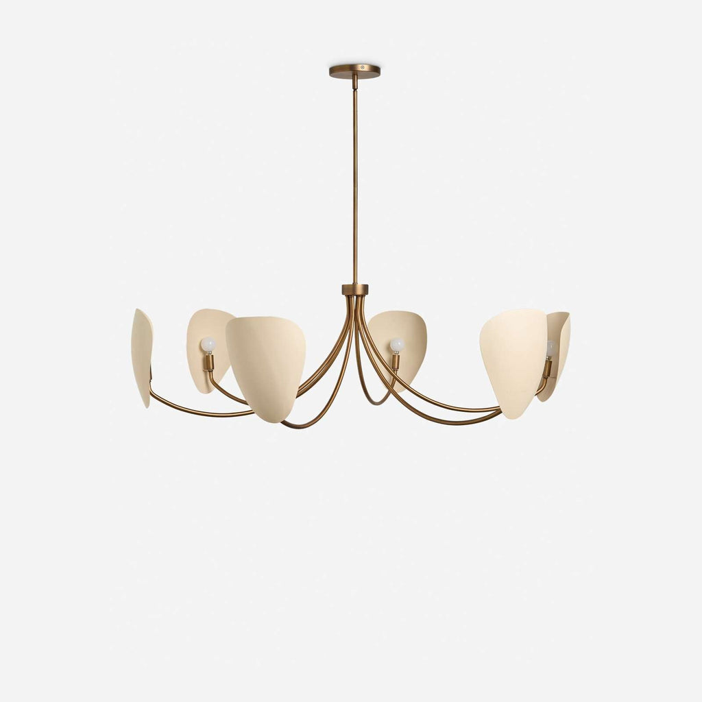Brevin Antique Brass Petal Shade Chandelier 6-Light - view 1