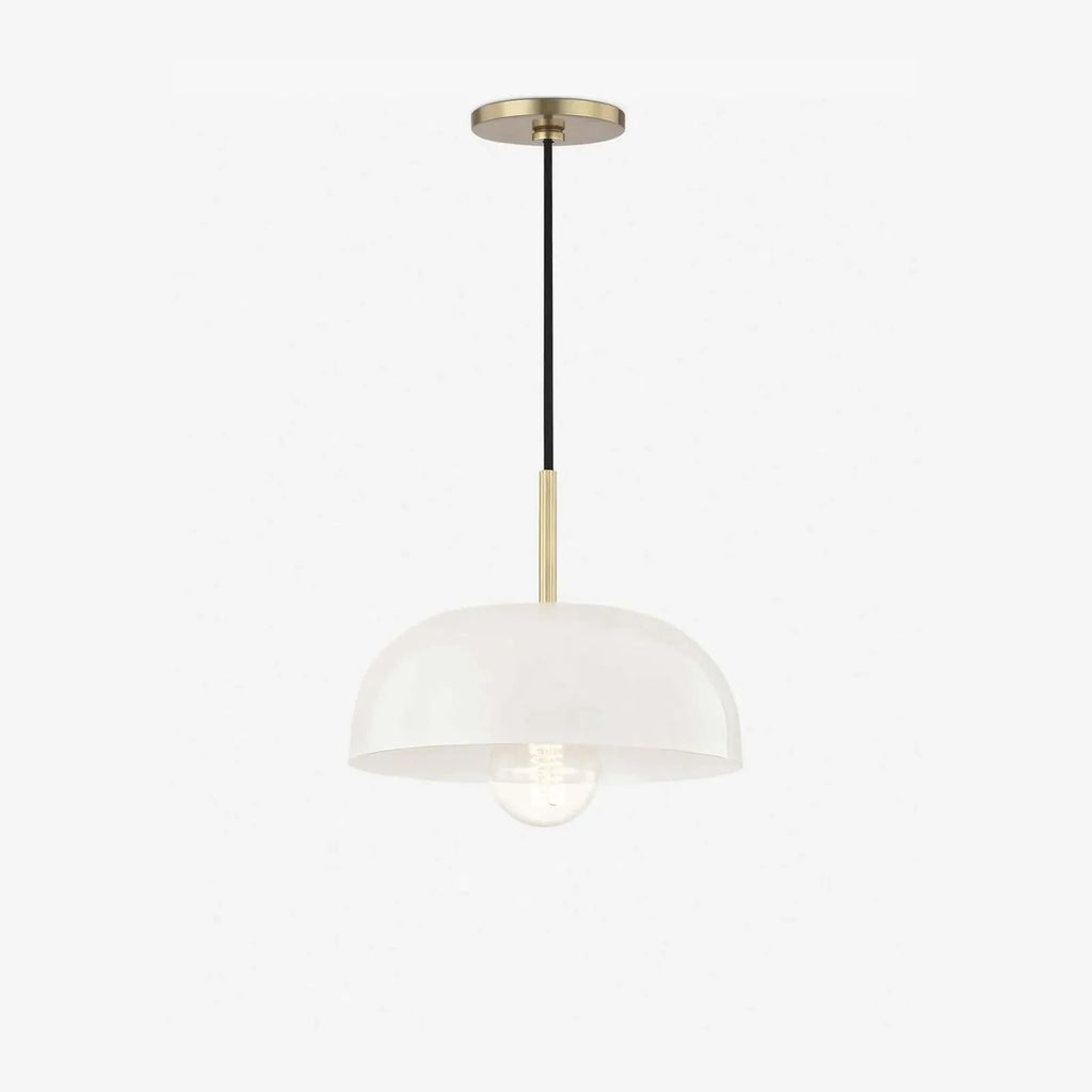 Dea Heritage Aged Brass Cream Dome Pendant Light - view 1