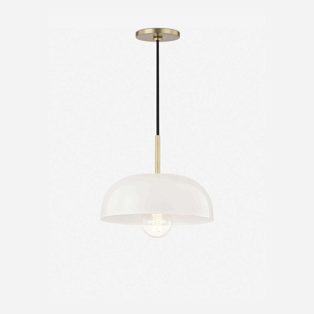 Dea Heritage Aged Brass Cream Dome Pendant Light - view 2