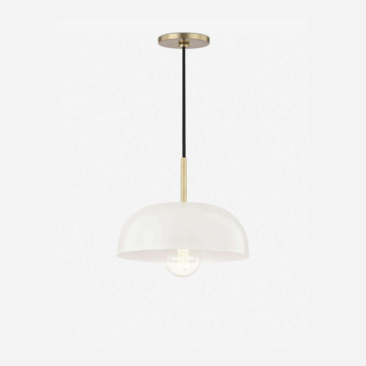 Dea Heritage Aged Brass Cream Dome Pendant Light - view 2
