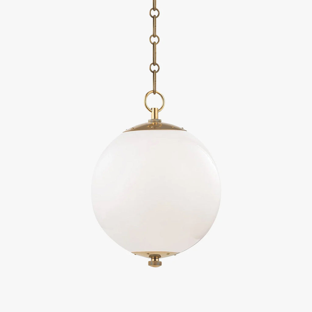 Kikki Aged Brass Opal Glass Globe Pendant - view 1