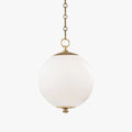 Kikki Aged Brass Opal Glass Globe Pendant - view 1