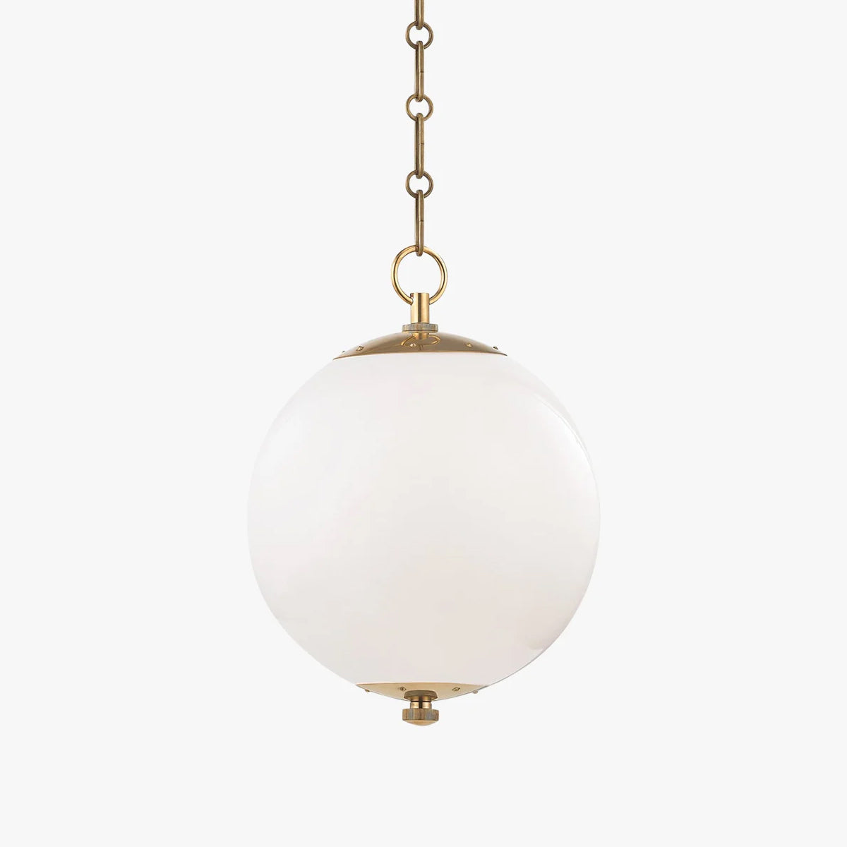 Kikki Aged Brass Opal Glass Globe Pendant - view 1