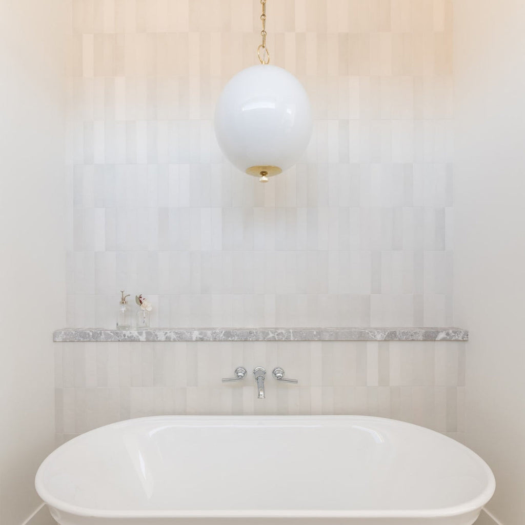 Kikki Aged Brass Opal Glass Globe Pendant - view 8