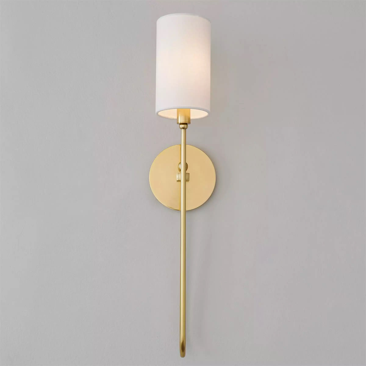 Midford Aged Brass White Linen Wall Sconce - view 11