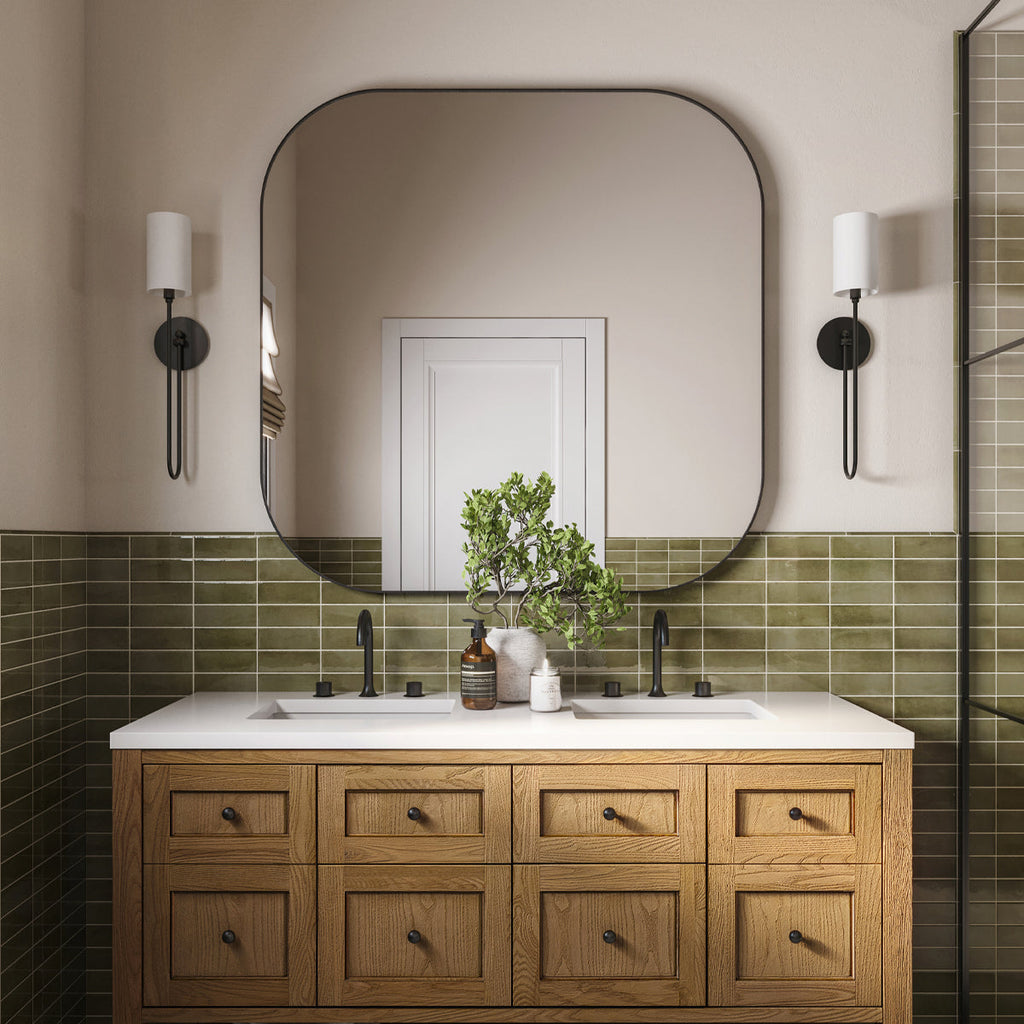 Midford Aged Brass White Linen Wall Sconce - view 4