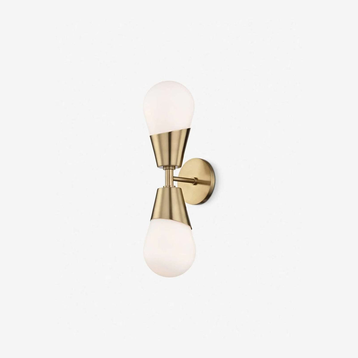 Prim Aged Brass Opal Glass 2-Light Wall Sconce - view 1