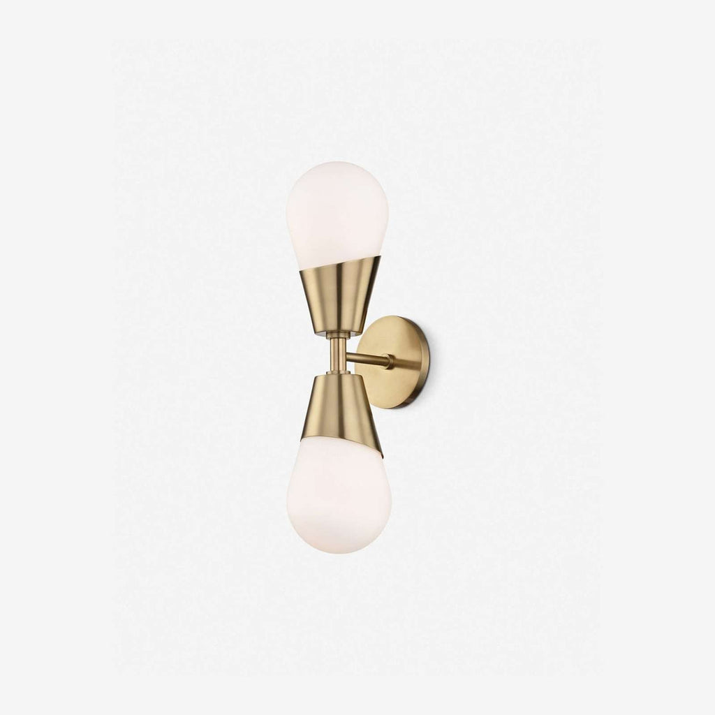 Prim Aged Brass Opal Glass 2-Light Wall Sconce - view 2