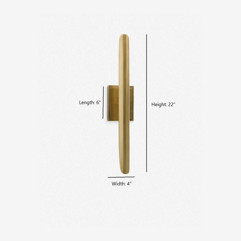 Baton Minimalist Brass 2-Light Linear Wall Sconce - view 3